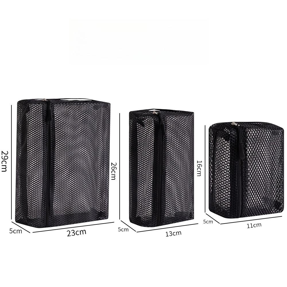 1-3pcs Casual Nylon Storage Pouch Transparent Mesh Mesh Pocket Cosmetic Bag with Zipper Swimming Mesh Packing Travel Storage Bag