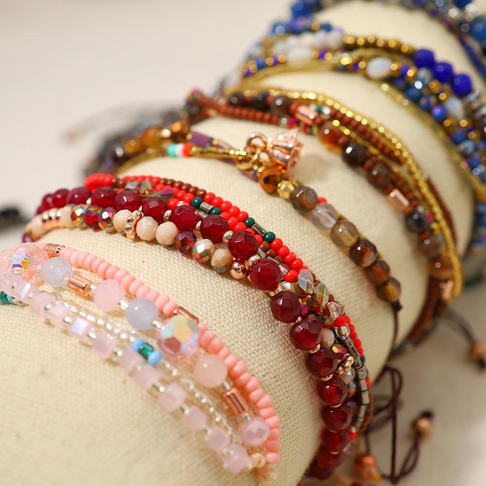 Bohemia Style Mini Beads Bracelet Multi-layer Colors Friendship Boho Bangles Charm Couple Beach Jewelry Handmade Woven