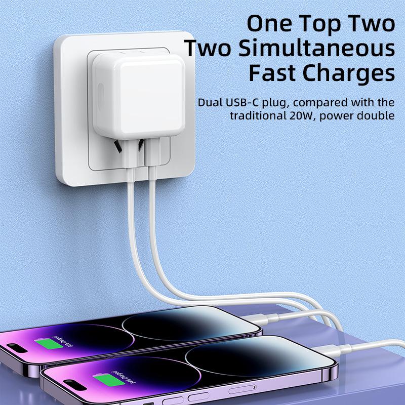 Phone Quick Charger Dual PD 10W Mobile Phone Charging Head USB Wall Charger for iPhone Samsung US EU UK Plug Travel Charger