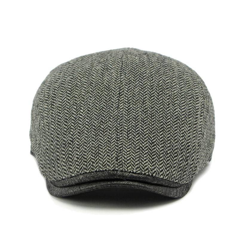 Autumn Winter Warm Hat Men's Beret British Retro Wool Forward Cap Peaked Cap
