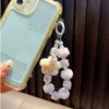 Sweet Beaded Phone Strap Plush Ball Car Key Ring INS Knit Beads Keychain  Children