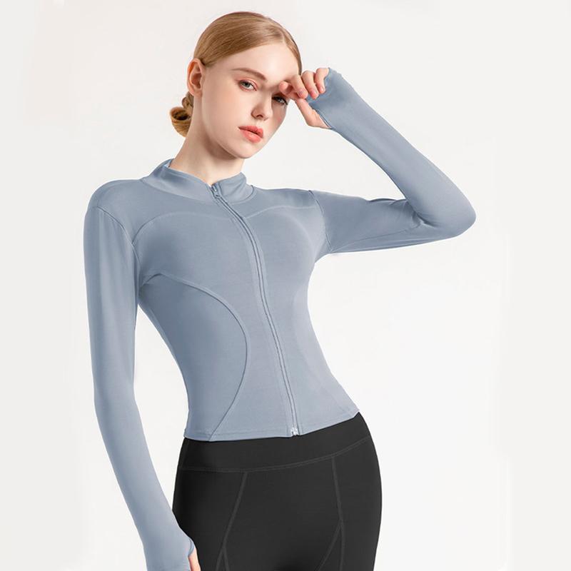 Vysoce elastický stojáček Slim Fitness oblečení Slim jógový top Sportovní bunda Jógové oblečení