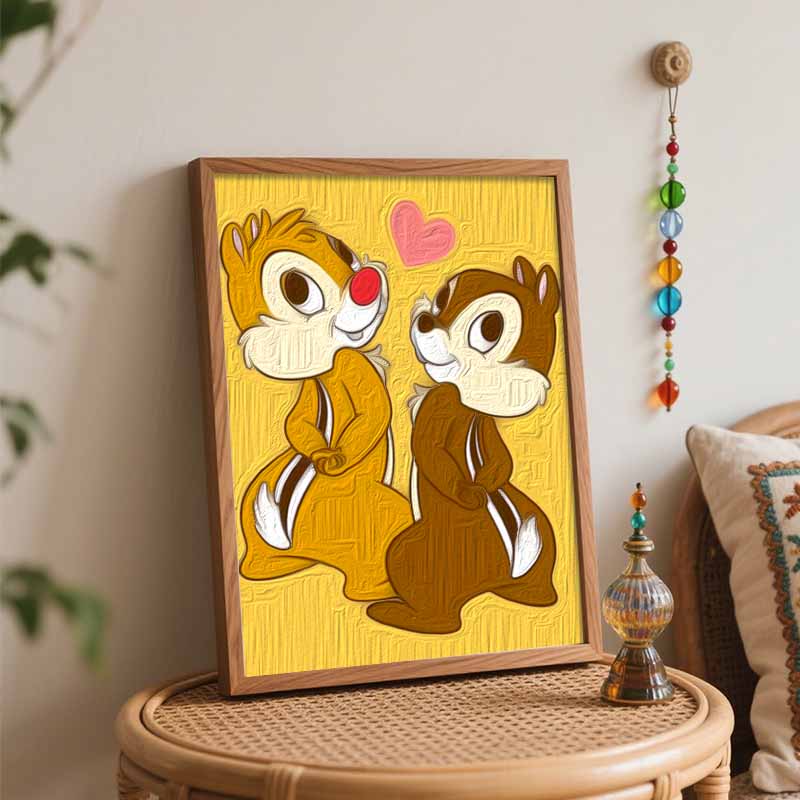 Disney Chip 'n Dale Love oil paint by numbers painting kit handmade diy home decor gifts wall art canvas crafts for living room decor