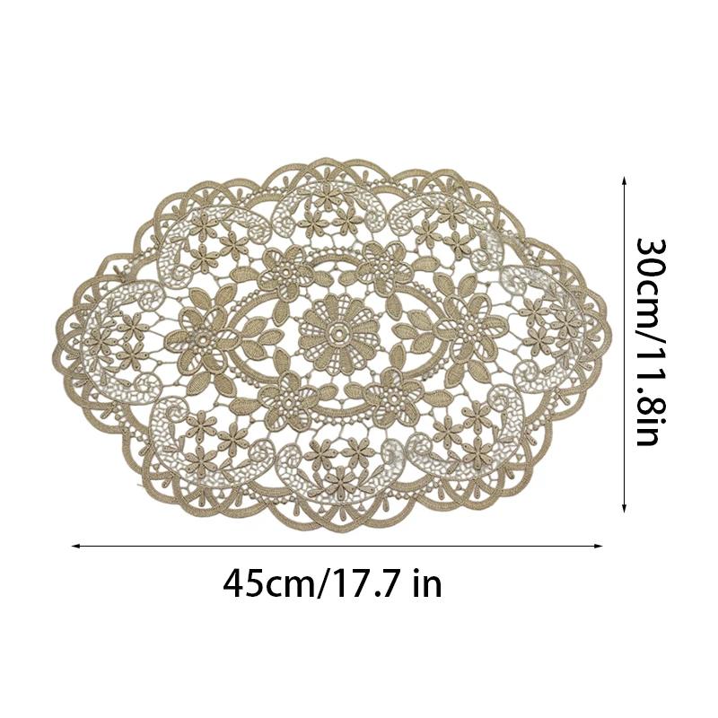 2Pcs French Embroidered Lace Placemats Table Mat Vintage Minimalist Style Coffee Coaster Wedding Kitchen Dining Table Cup Plate