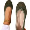Plus Size Women's Black Suede Ballet Flats with Bow - Soft Sole & Shallow Mouth for Commuting