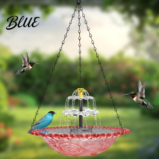 Fontana a Cascata per Uccelli da Giardino 3 Livelli Vasca Solare per Uccelli Sospesa per Colibrì Alimentata ad Energia Solare per Uccelli per Bere e Riposare Giardino Esterno Patio