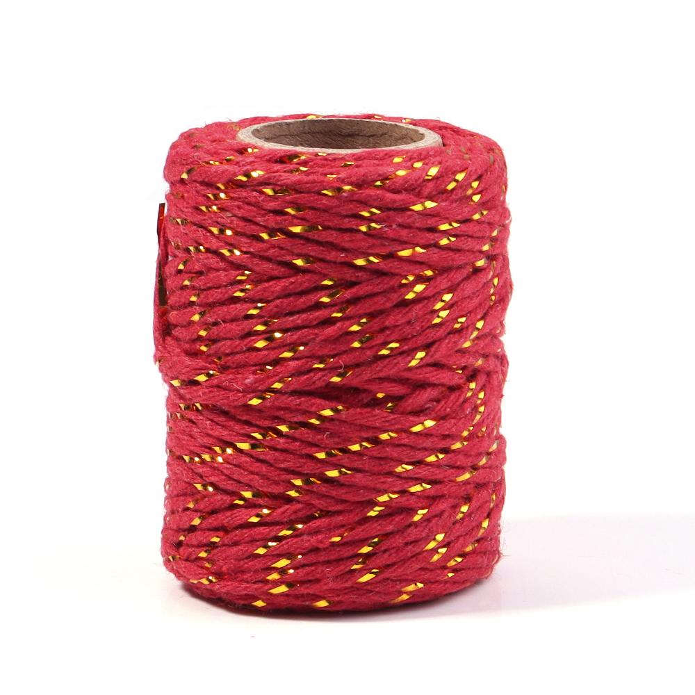 20Meters 2mm Colorful Braided Cords Christmas Thread Golden Silk String Rope For Making Christmas Gift Packaging DIY Party Decor