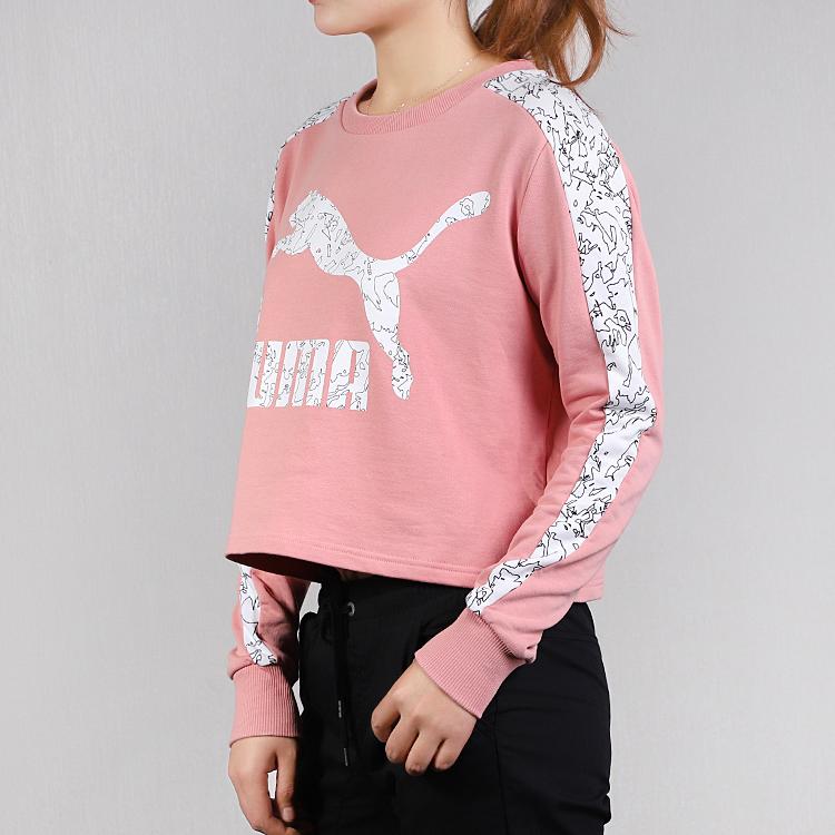 Puma Classics Printed Sweatshirt Women Tops Pink 595906-14