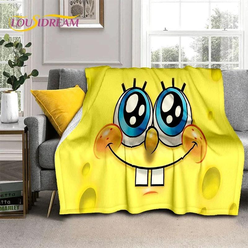 Funny S-SpongeBob Patrick Star Cartoon Soft Flannel Blanket for Beds Bedroom Sofa Picnic,Throw Blanket for Outdoors Leisure Gift
