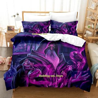 Hip Hop Game Wizard Bedding Set Cartoon Anime Three-piece Set Adult Kid Bedroom Duvetcover Sets 3D Kawaii Wizard Lit Enfant