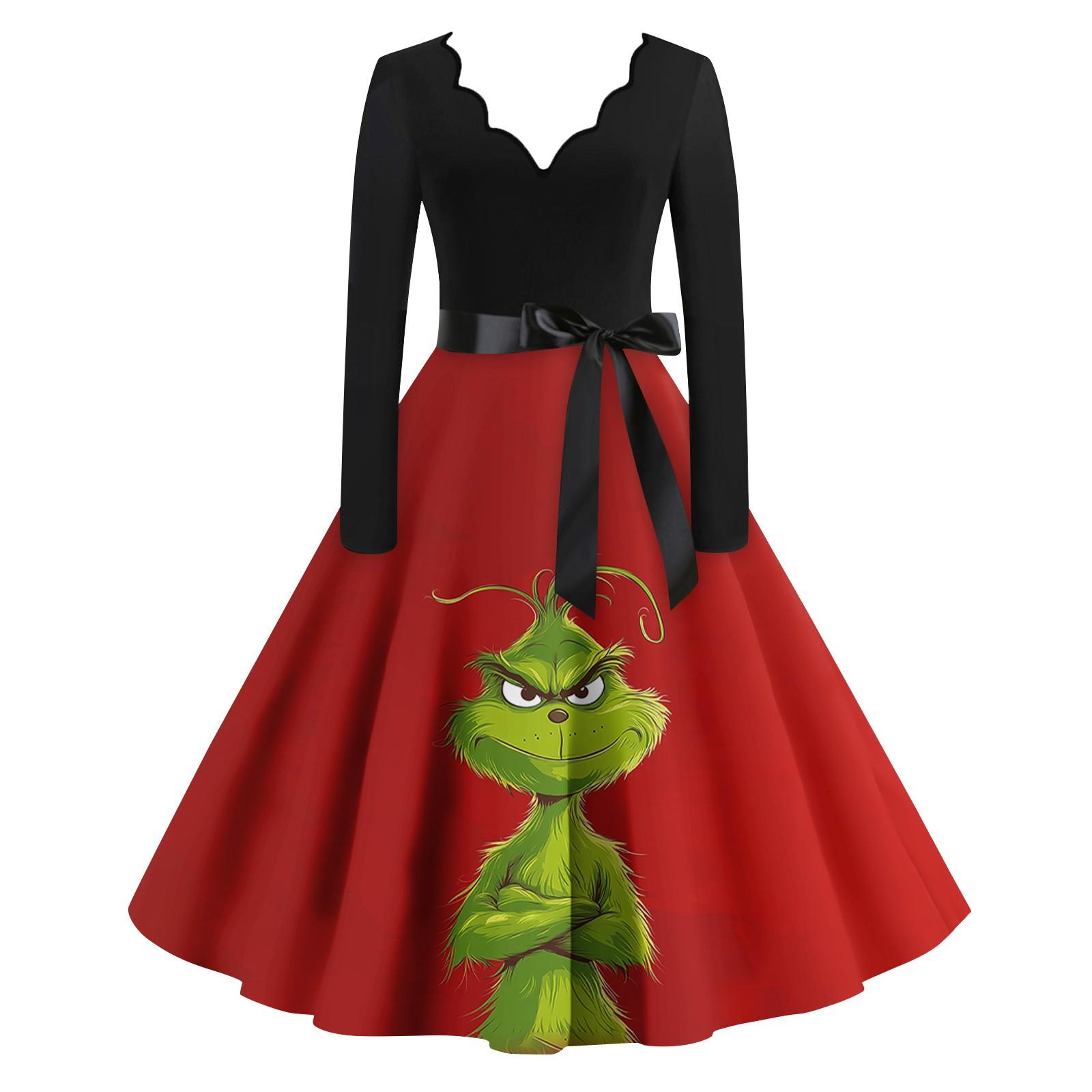 

Женское повседневное модное платье с длинным рукавом и принтом, вечернее повседневное платье с V-образным вырезом и вырезом XXL