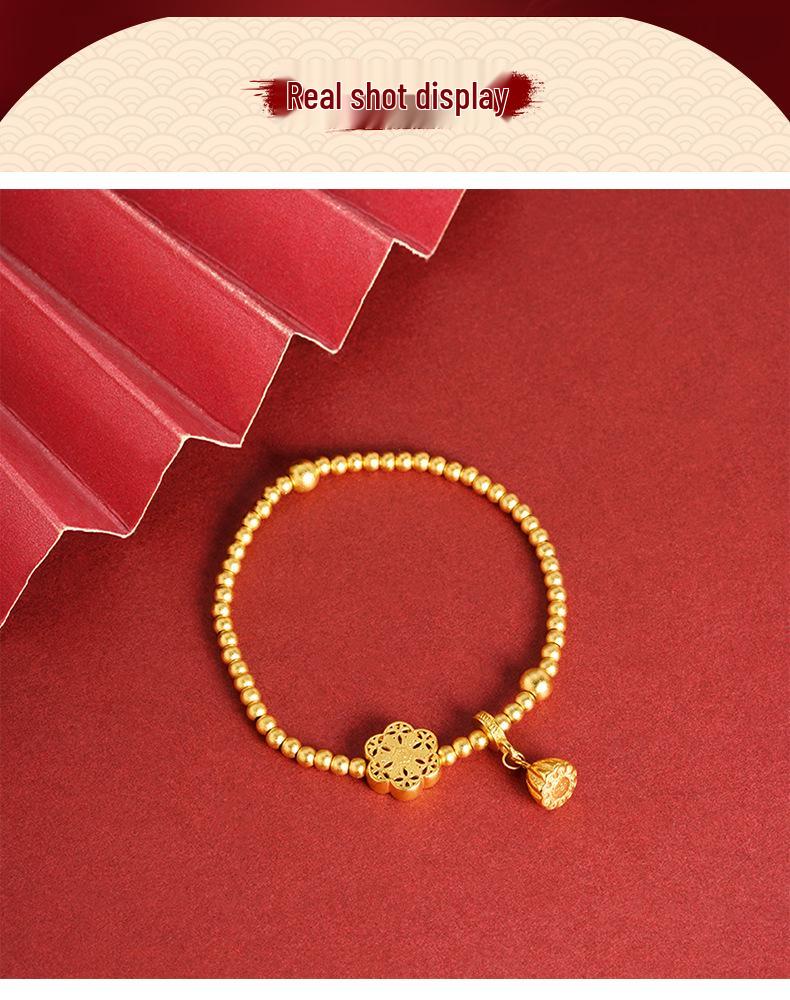 Vietnamese Gold Lotus Seed Bead Bracelet: National Style Women's Jewelry