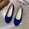 Fashion Woman Casual Round Toe Cute Flats Flock Mocasines Ballerina Church Flats Female Suede Elegant Soft Sole Mom Blue Green Red Shoes