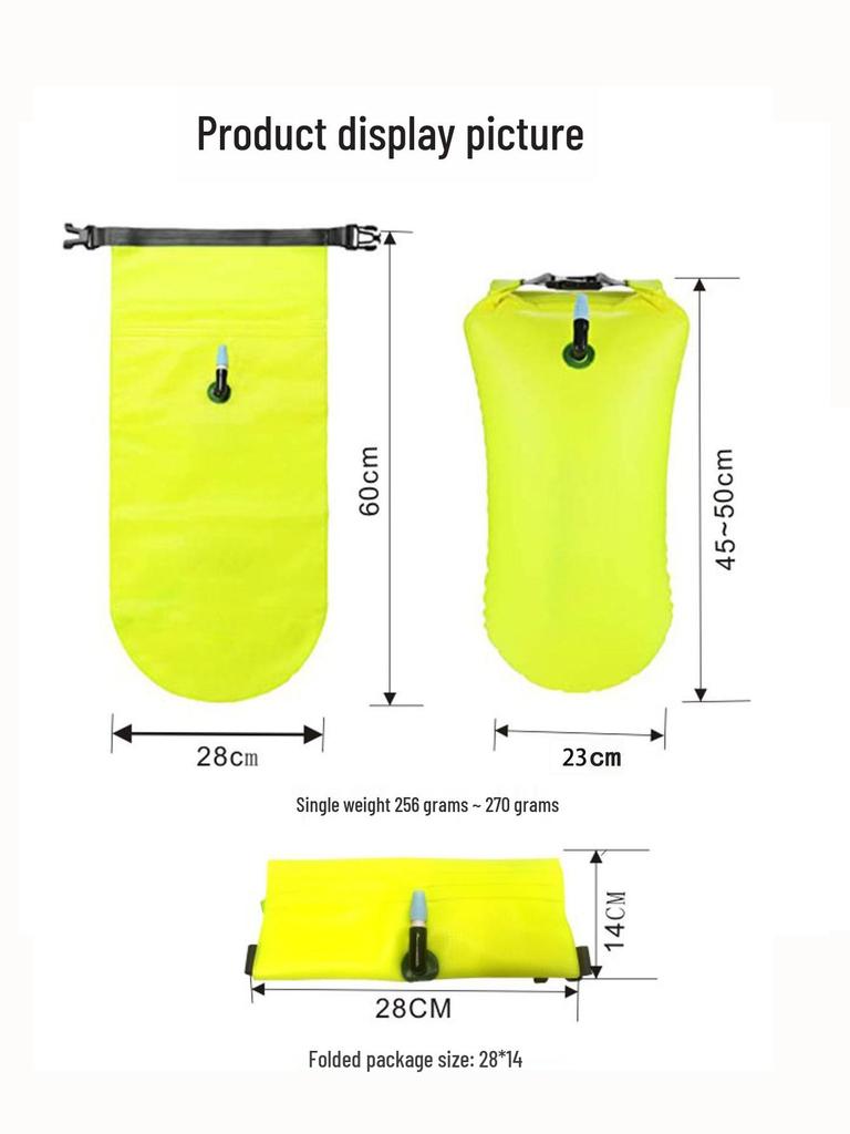 Inflatable Buoy Swim Bag with Storage Compartment - Single Air Chamber Floating Safety Accessory