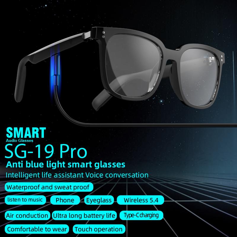 Smarte Audio-Brille Kabellose Bluetooth 5.4 Kopfhörer 3 in 1 Magnetische Clip-On-Brille Anti-Blaulicht Smart Sonnenbrille Wasserdicht Schweißfest Headsets