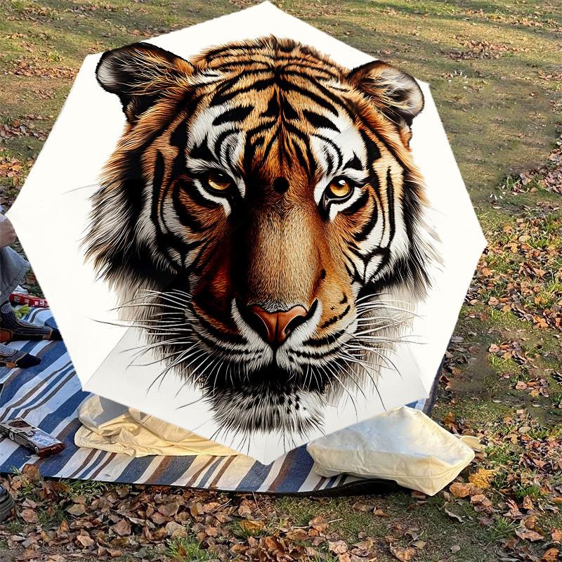 1PC tiger face Automatic Open/Close Umbrella with Windproof, 8-Rib Sturdy Canopy, Durable Ribs, Fashionable Design,1280A