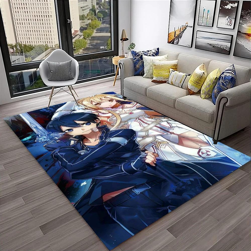 Sword Art Online SAO Novel Cartoon Carpet Rug for Home Living Room Bedroom Sofa Doormat Decor,kids Area Rug Non-slip Floor Mat