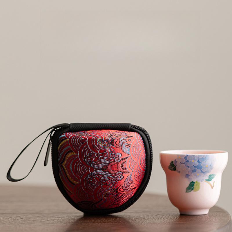 Gourd Ceramic Teacup Chinese Kung Fu Gongfu Teaware Porcelain Tea Cup Handmade Hydrangea Master Tea Cup Drinkware Tea Ceremony