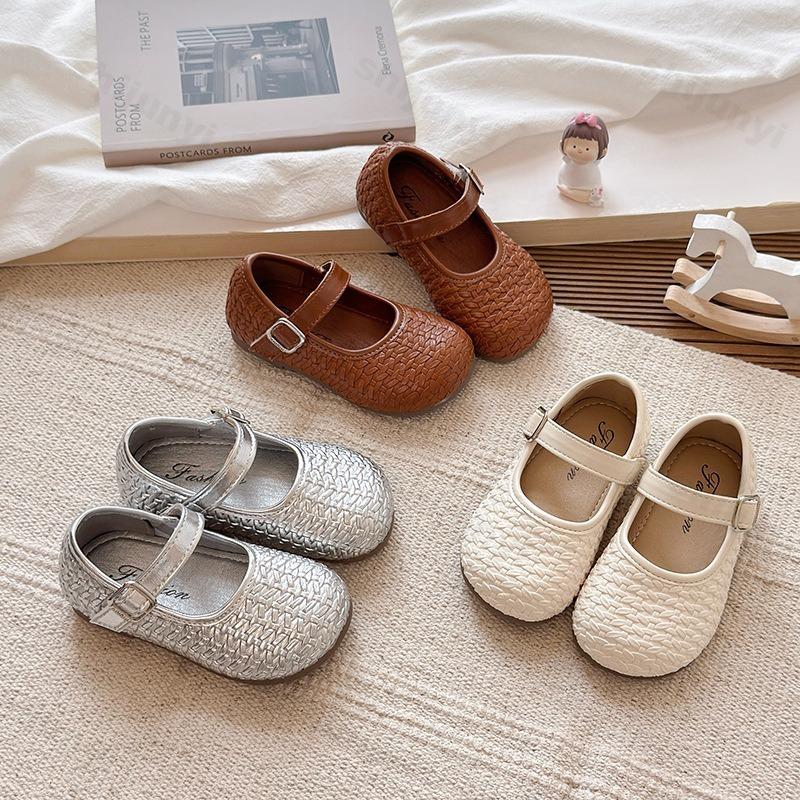 Children Clothing Yulin-001 Girls Pu Leather Shoes Spring Autumn New Woven Soft Sole Simple Princess Breathable Fashion Mary Jane School Student Loafer Cm