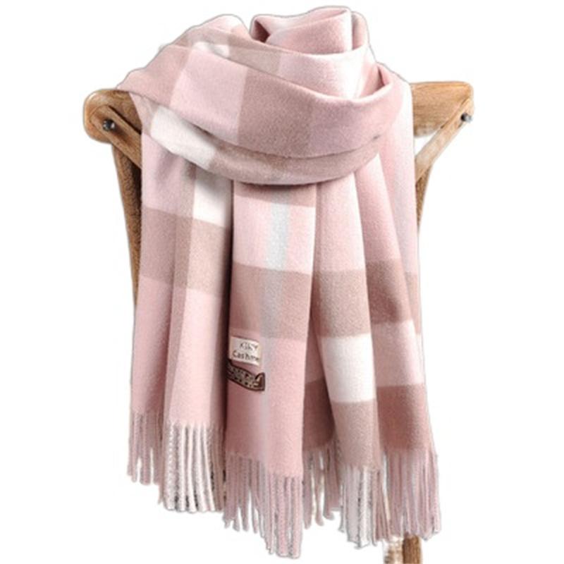 Pamwallymensa Women's Scarf Winter Luxury Brand Tippet Scarves for Ladies Plaid Shawls Warm British Style Thicken Man