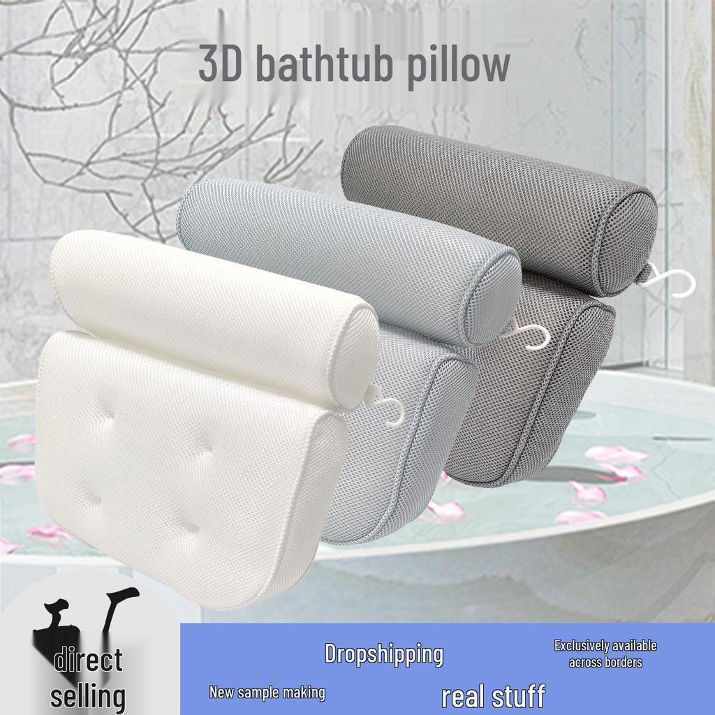 3D Mesh Bath Pillow with Suction Cups for Bathtub & SPA