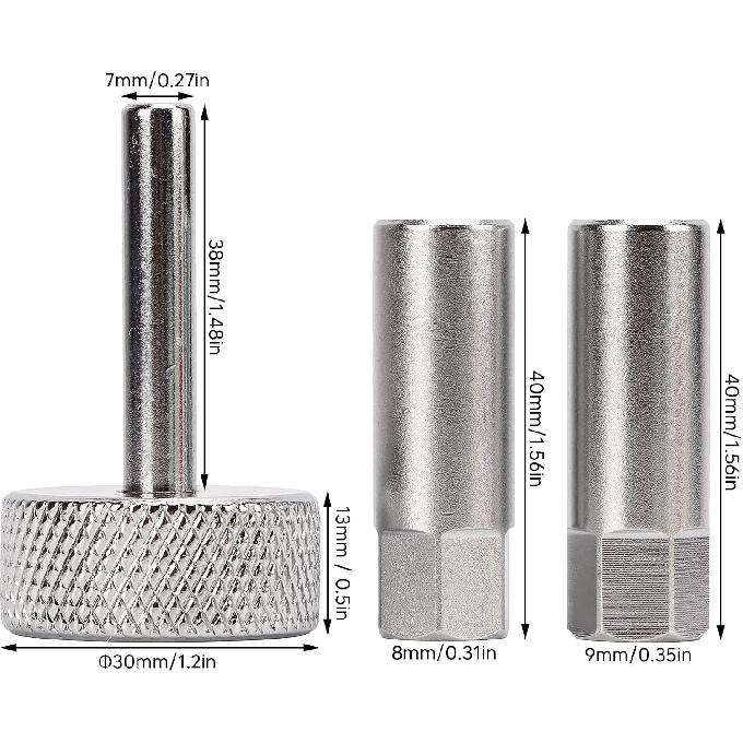 Conjunto de 3 Peças de Ferramentas de Ajuste de Válvulas Tucho 8 9 Mm Soquetes de Contraporca e Acionamento de 3 Mm Para Motocicletas ATVs