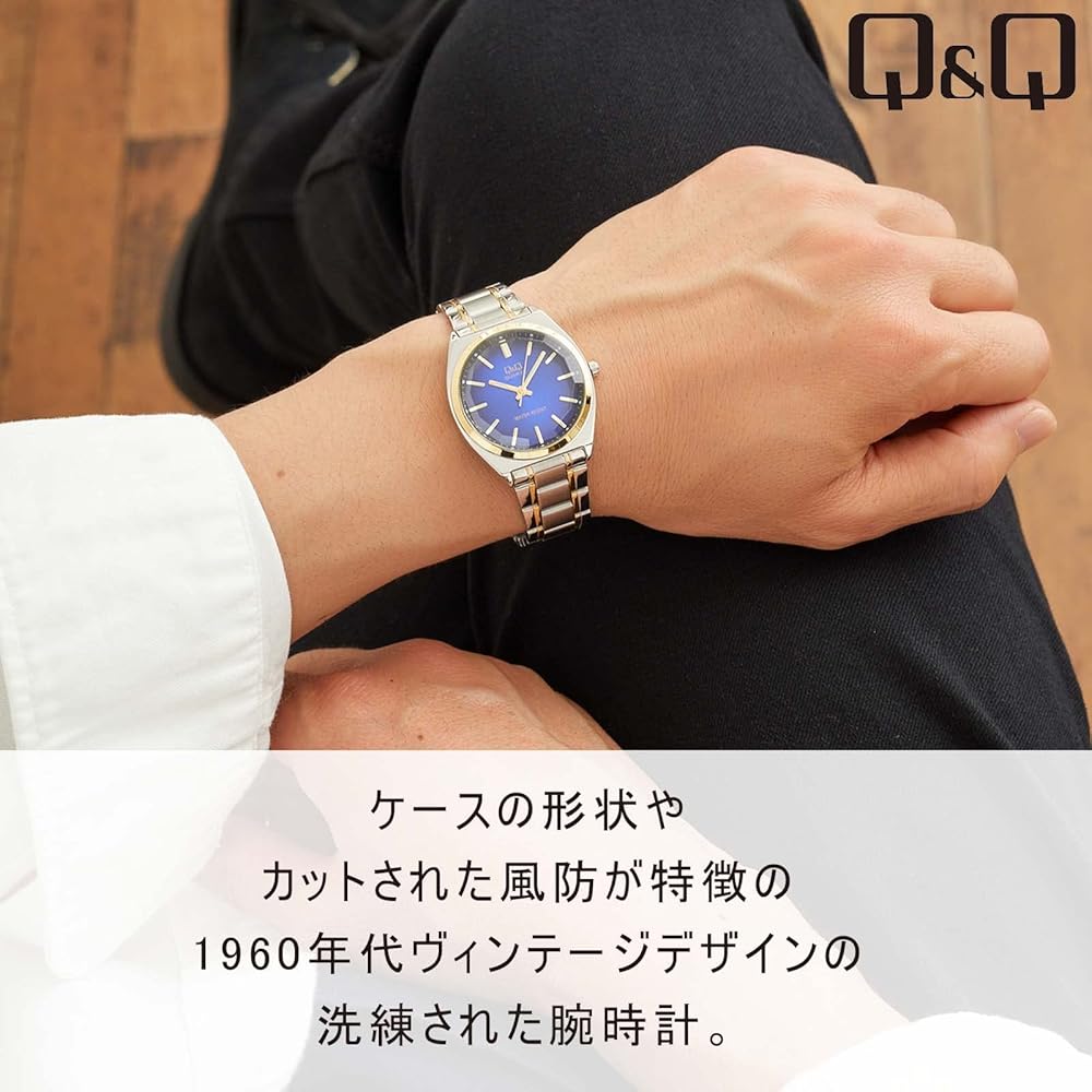 Citizen Q&Q Analog Waterproof Watch Metal Band QB78-412 Men's Blue