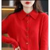 Autumn And Winter New Women's Cardigan Exquisite Long Sleeved Sweater Large  Knitted Lapel Collar Sweater Purple