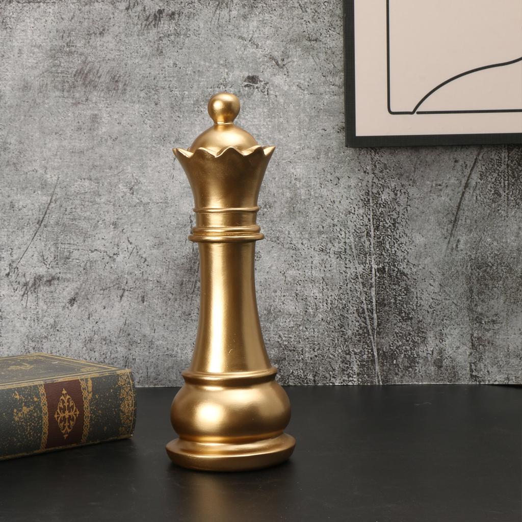 1 szt. Dekoracja rzeźby szachów międzynarodowych, Statuetka szachowa z żywicy, Złote figury szachowe Ozdoba wystawy okiennej, Kreatywny wystrój domu