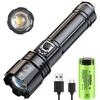 Powerful LEP Flashlight USB Rechargeable Zoomable Emergency Torch Super Bright Spotlight Long Range Tactical Camping Lantern