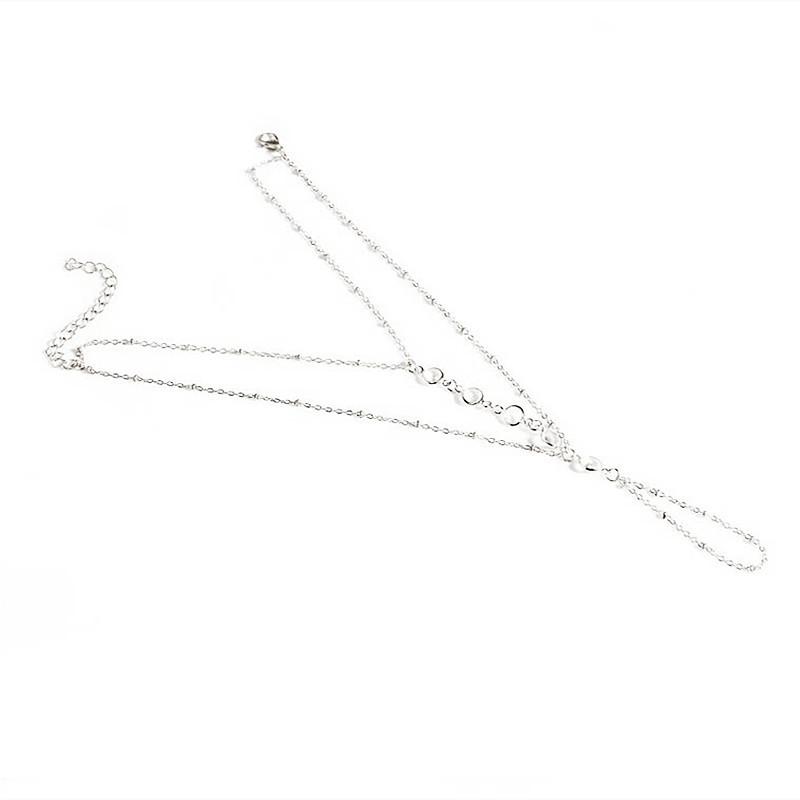 Europe, America, fashion and leisure beach foot accessories women, simple double-layer alloy chain crystal anklet