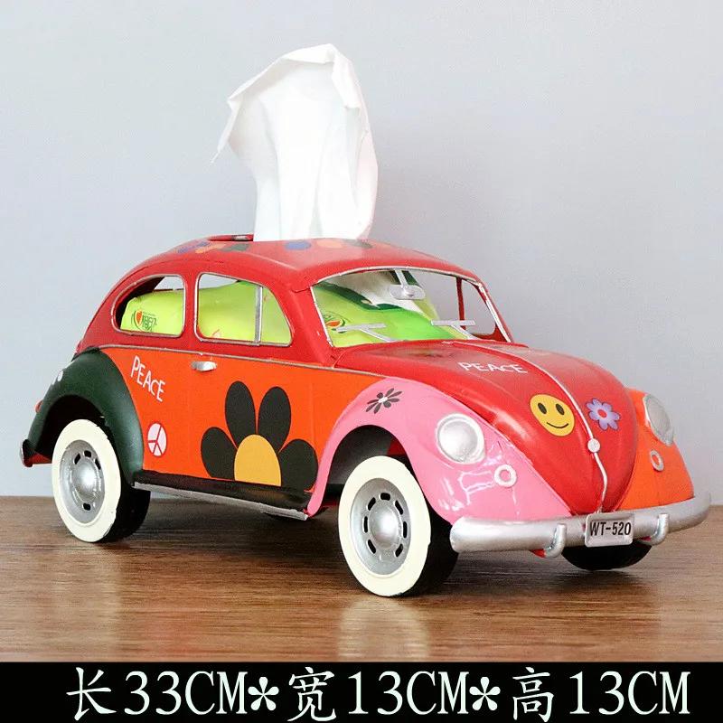 Scatola portatovaglioli a forma di Scarabeo Bus in Ferro Battuto Retrò Americano Scatola portatovaglioli Creativa Modello di Auto Decorazione Artigianato Regalo Speciale Decorazione per la Casa