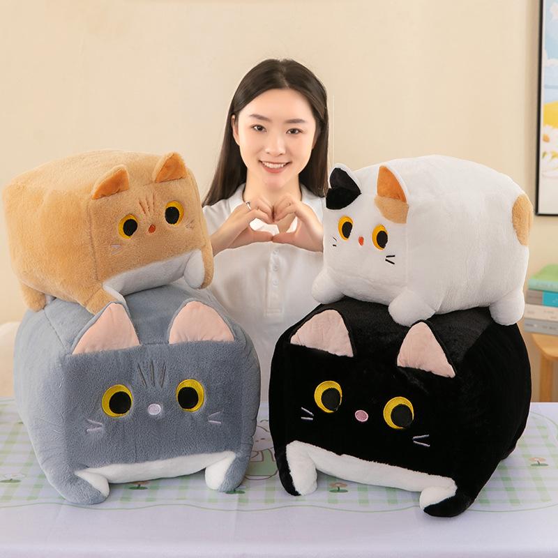 Square Cat Throw Pillow Cushion Cute Cat Doll Floor Seat Pier Tatami Butt Cushion Throwing Doll