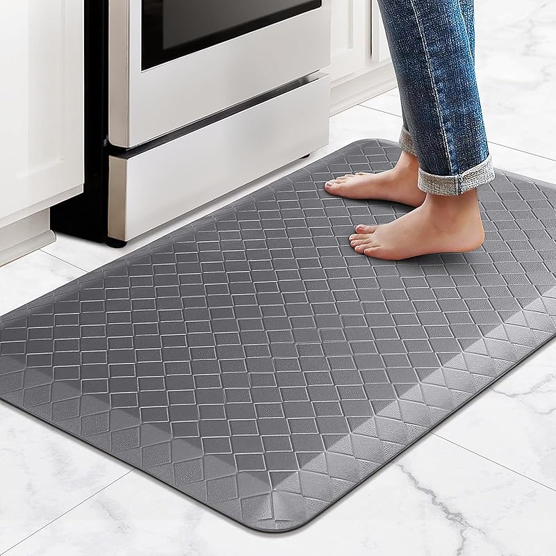 HappyTrends Floor Mat Cushioned Anti-Fatigue ,17.3"x28",Thick Waterproof Non-Slip Mats and Rugs Heavy Duty Ergonomic Comfort Rug for