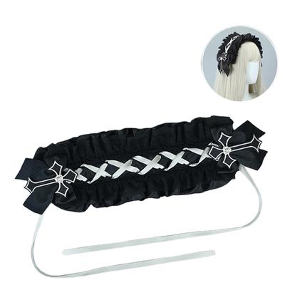 Fasce Gotica Fiocchi Cosplay Fasce per Capelli con Nastro Copricapo Scuri Fasce per Lavare il Viso Festa di Compleanno