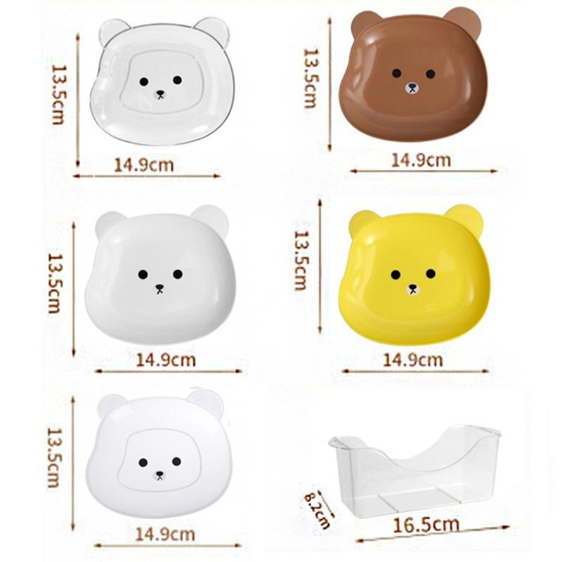 8pcs Plastic Desktop Spit Bone Dish Household Thickened Dinosaur Bear Cat Shaped Tableware Anti-drop Fruit Plate Table