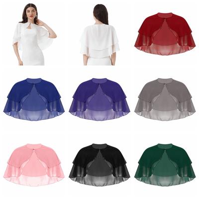 Women Elegant Chiffon Cover Up Shawl Cape Bolero Ruffle Wraps Accessory Party Wedding Jackets
