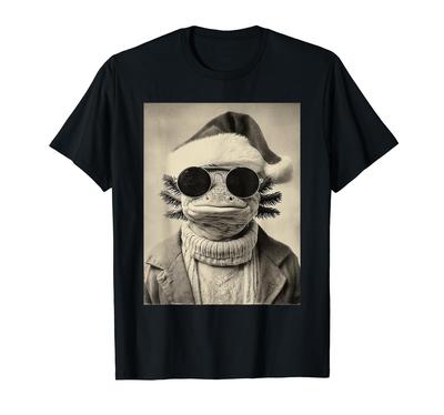 Funny Axolotl Retro Christmas Animal Festival T-Shirt with Sunglasses