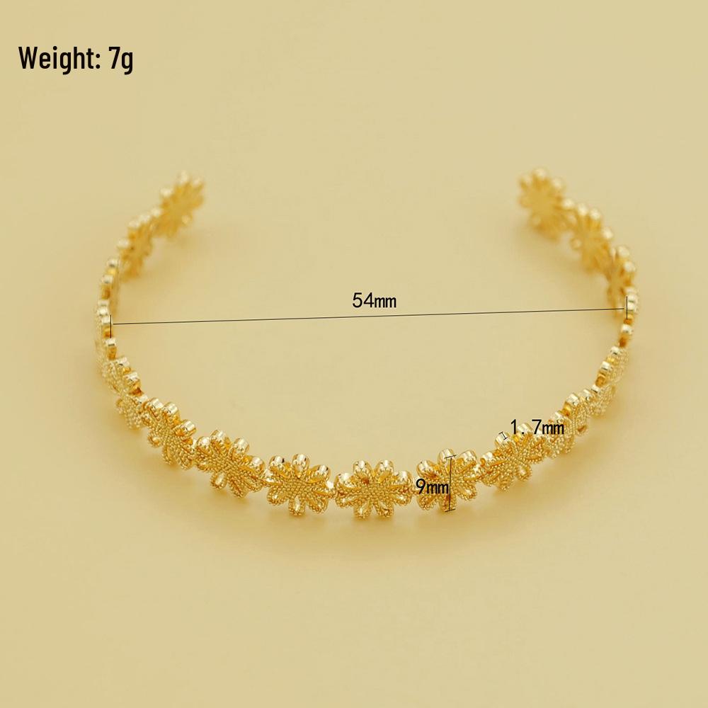 Korean Retro Hollow Flower Adjustable Pure Copper Bracelet Ornament