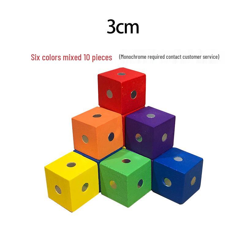 Original Colored Wooden Cube Building Blocks - Small Square Teaching Aid for Primary School