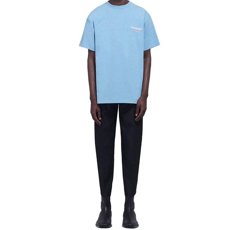 Balenciaga SS20 T Shirt Regular Fit Men's Carolina Blue 570803TBV425840