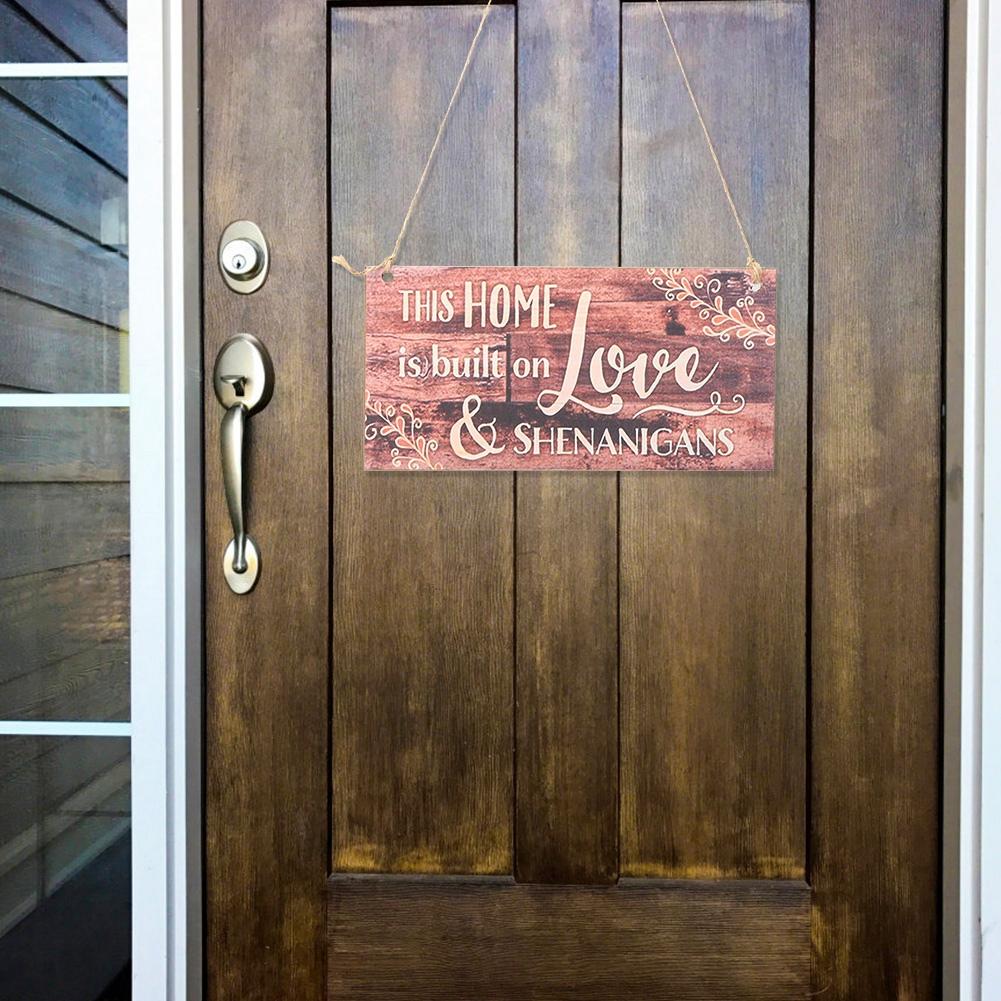 2 Stück Holz Hängeplakette Willkommen Hängeschild Tür Fenster Wand DIY Dekoration