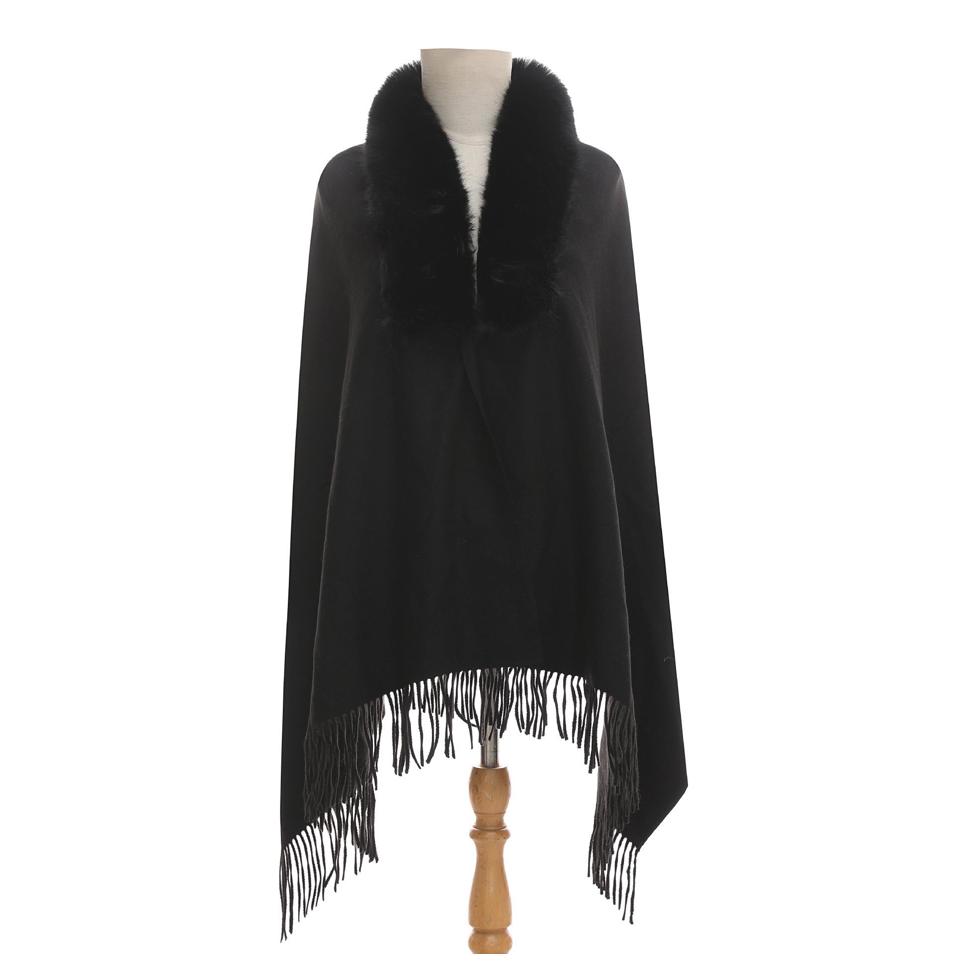 

Women s Winter Knitted Scarf, Loose And Warm Cloak One Size чёрный