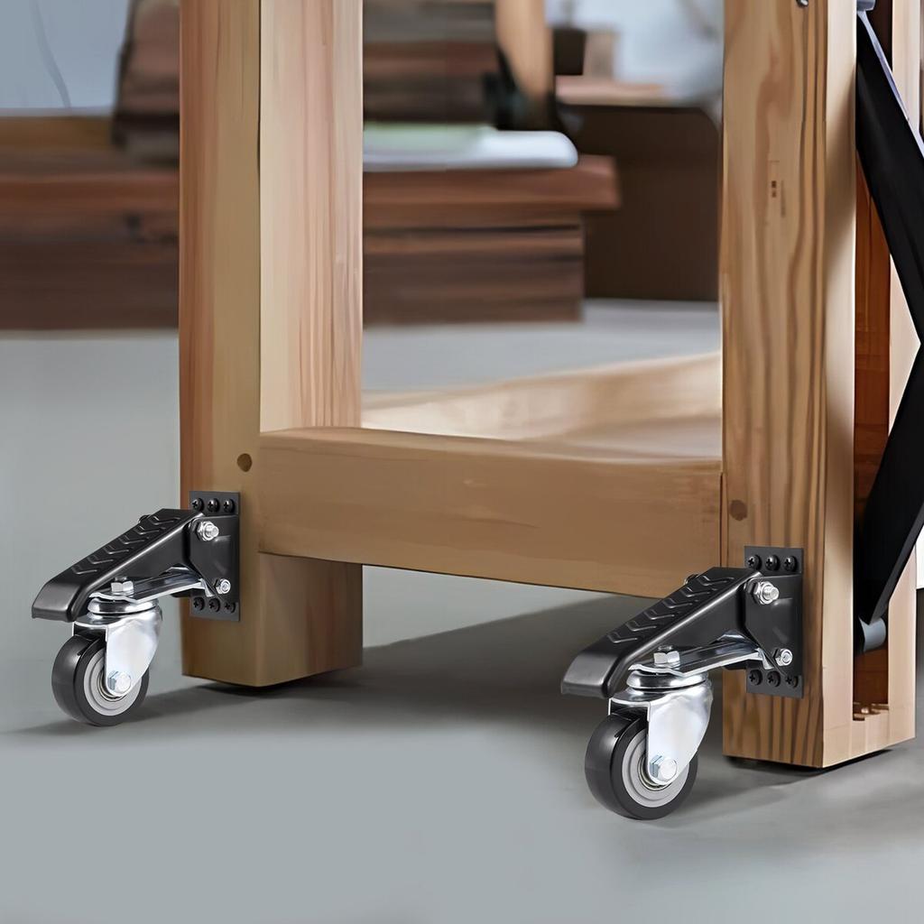 Workbench Caster Wheels, 165 lbs Load Capacity, Set of 4, 2.5" Heavy Duty Retractable Casters, Side Mounted Adjustable Stepdown Wheels with 360°
