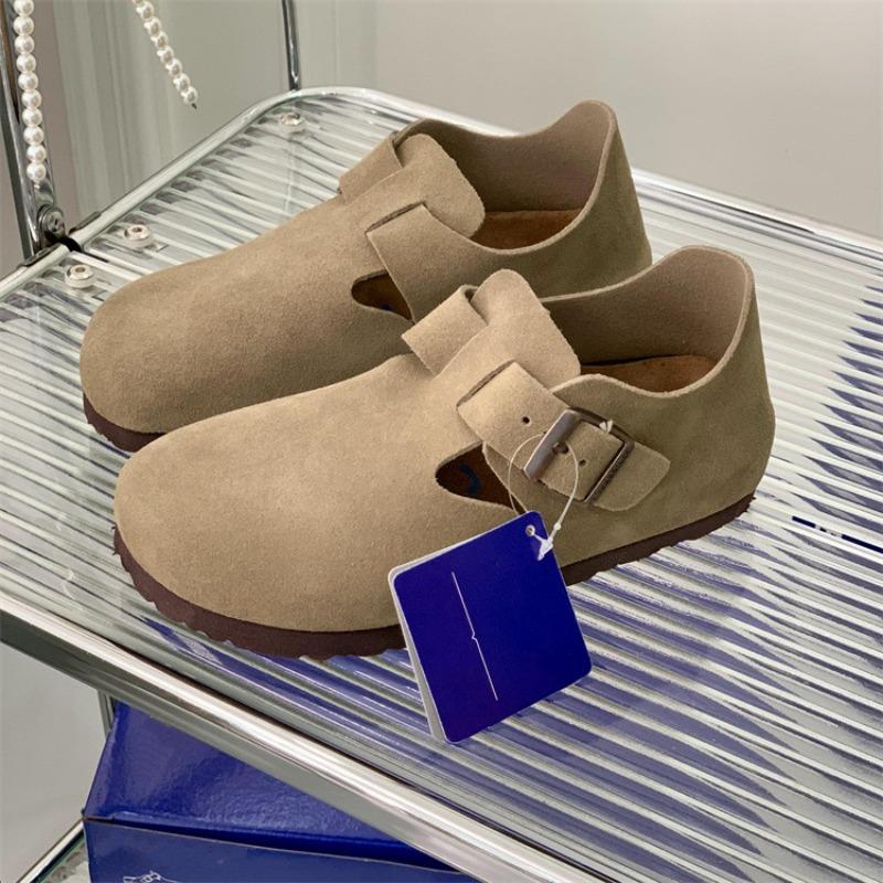 Spring and Autumn leather bag head cork thick sole one pedal lazy shoes all-inclusive single shoes women's