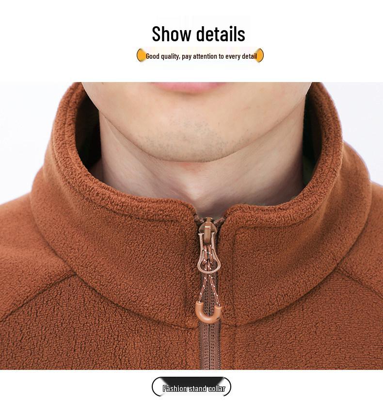 Woodpecker Men's Thickened Fleece Hoodie Jacket - Warm Stand Collar for Autumn/Winter Outdoor Sports