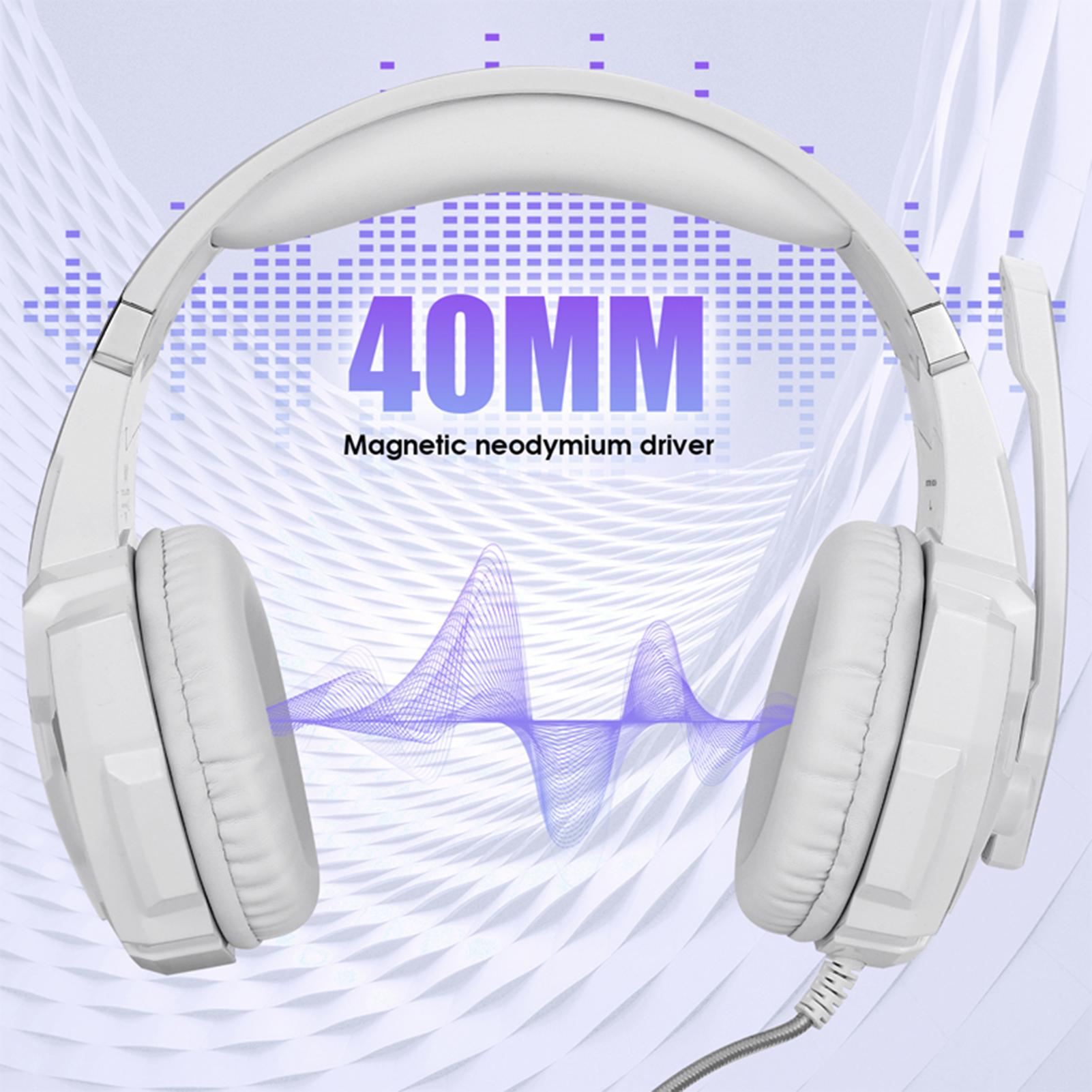 

3,5 мм накладная игровая гарнитура, игровая гарнитура с микрофоном с шумоподавлением, светодиодной подсветкой, громкостью белый