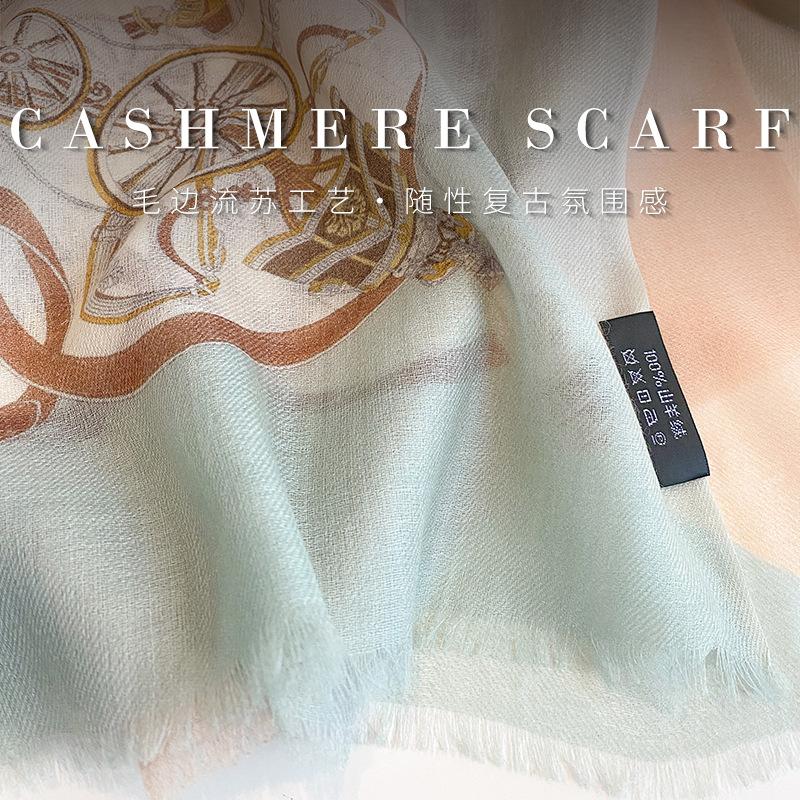 Simple 111 Cashmere Silk Scarf Delicate Soft Waxy Breathable Cashmere Silk Scarf Niche High-end Gift-giving Temperament Square Scarf