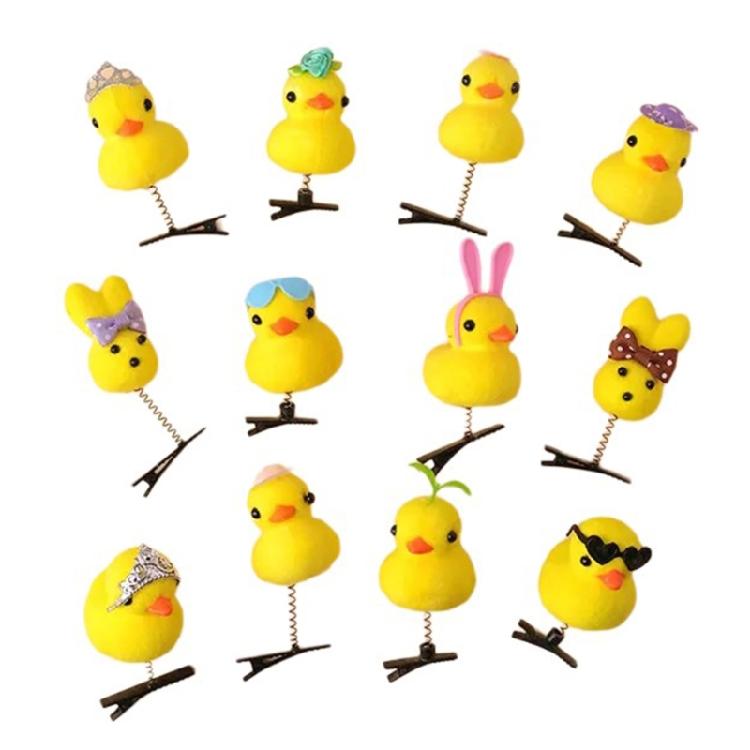 

3D Cartoon Hair Pin Lovely Yellow Duck Hair Clip Birthday Party Headwear Festival Hairclip Kids Hair Styling Tool 12PCS 1 жовтий