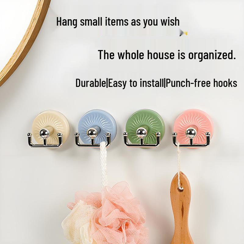 Rotatable Macaron Color Adhesive Hooks for Bathroom & Kitchen